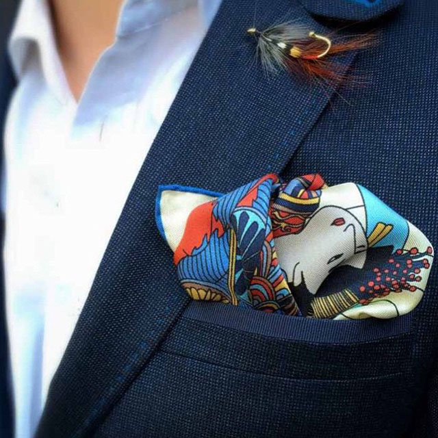 printed silk pocket square
