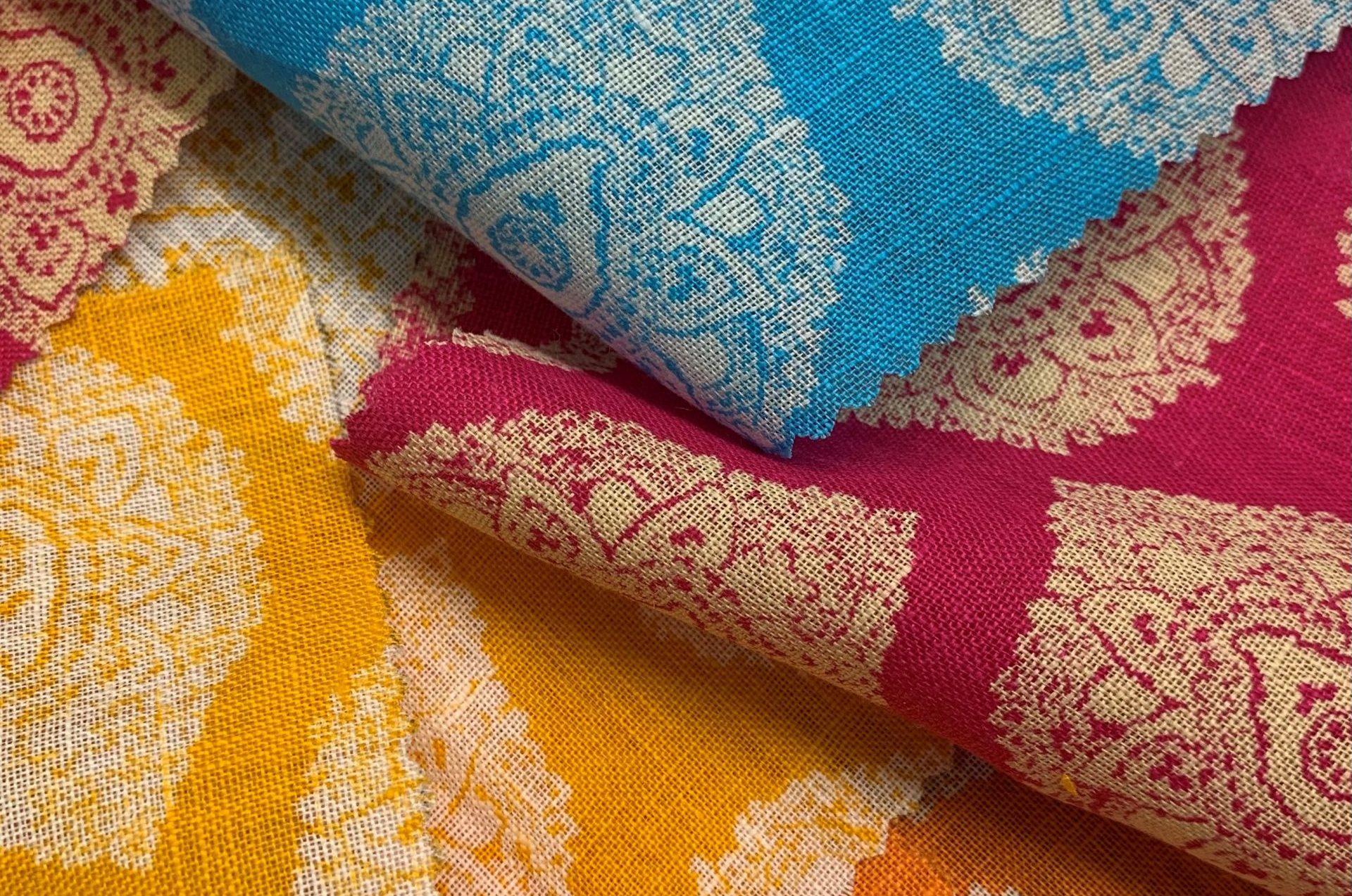 Irish linen, printed by hand in Macclesfield